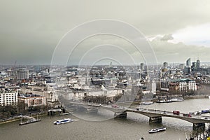 Aerial view of London City and River Thames from London Eye