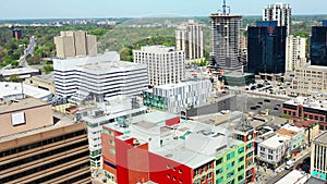 Aerial view of London, Ontario, Canada on spring morning 4K