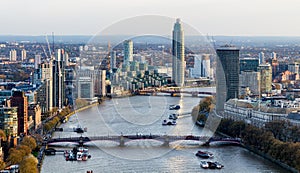 Aerial view of London and the River Thames, UK