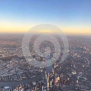 Aerial view of London skyline