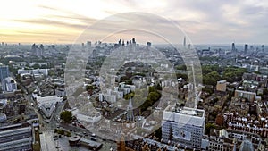 Aerial View London Sunrise Cityscape Iconic Landmarks