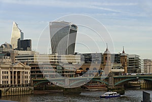 Aerial view of London: Walkie talkie building