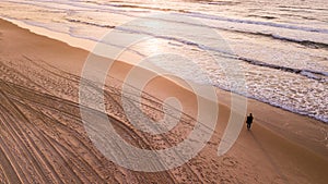 aerial view of lonely woman