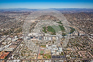 Aerial view looking from South to North over the 24th Street & Camelback Road area