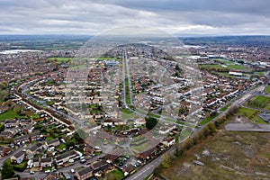 Aerial view looking up Parkway in Bridgwater