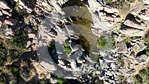 Aerial view of Los Penasquitos Canyon Preserve with the creek waterfall, San Diego