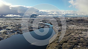 Aerial view of Lough fad in winter, County Donegal, Republic of Ireland