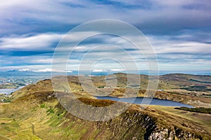 Aerial view of Lough Na Lughraman seen from Slieve Tooey in County Donegal - Ireland