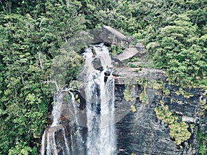 Aerial View of Lover's Leap Waterfall Nuwara Eliya Sri Lanka