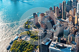 Aerial view of lower Manhattan New York