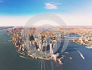 Aerial view of lower Manhattan New York City