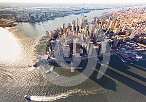 Aerial view of lower Manhattan New York City