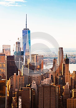 Aerial view of lower Manhattan NYC