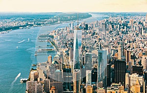 Aerial view of lower Manhattan NYC