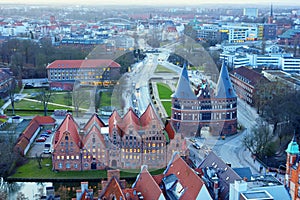 Aerial view of Lubeck from the Saint Petri Church tower