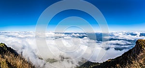 Aerial view of Lucerne lake and the Alps from top of Rigi mountain