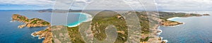 Aerial view of Lucky bay near Esperance viewed during a cloudy day, Australia