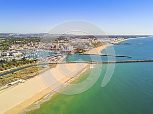 Aerial view of luxurious and touristic Vilamoura, Algarve, Portugal