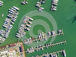 Aerial view of luxurious and touristic Vilamoura, Algarve, Portugal