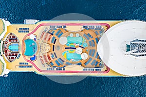 Aerial view of luxury cruise ship stop in Phuket Thailand
