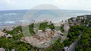 Aerial view of the luxury hotel Azulik in Tulum.