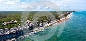 Aerial view of the luxury hotel Azulik in Tulum.