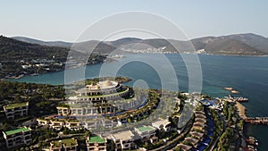 Aerial view of luxury mediaterrian hotel near to sea