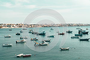 Aerial View Of Luxury Yachts And Boats At Atlantic Ocean