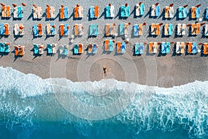 Aerial view of lying woman on the beach