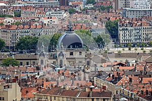 Aerial view of Lyon city, France