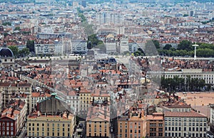 Aerial view of Lyon city, France