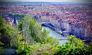 Aerial view of Lyon, France