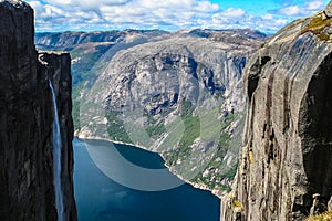 Aerial view of Lysefjorden from Kjeragbolten