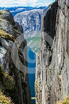 Aerial view of Lysefjorden from Kjeragbolten