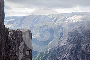 Aerial view of Lysefjorden from the mountain Kjerag, in Forsand municipality in Rogaland county, Norway.