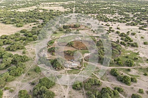 Aerial view of maasai boma