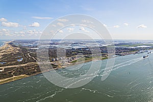 Aerial view of the Maasvlakte terminal in the port of Rotterdam, The Netherlands