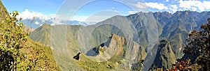 Aerial view of Machu Picchu, lost Inca city in the