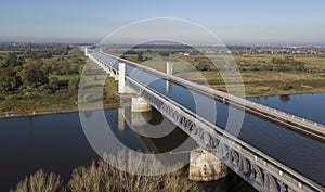 Aerial view of Magdeburg Water Bridge photo