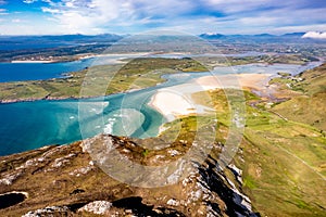 Aerial view of Maghera and Ardara from Slieve Tooey in County Donegal - Ireland