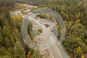 Aerial View of the Magnificent Nooksack River Valley During the Autumn Season.