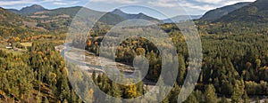 Aerial View of the Magnificent Nooksack River Valley During the Autumn Season.