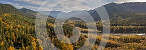 Aerial View of the Magnificent Nooksack River Valley During the Autumn Season.