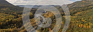 Aerial View of the Magnificent Nooksack River Valley During the Autumn Season.