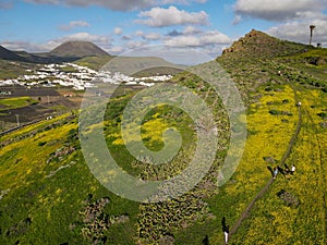 Aerial view of Maguez from Haria at Lanzarote on Canary island, Spain