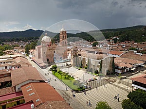 Aerial view of the main square in Tapalpa town photo