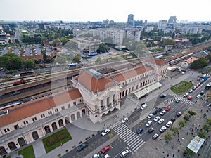 Aerial view of main train station in Zagreb.