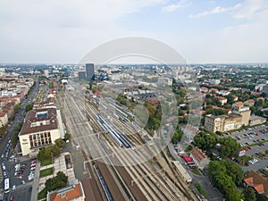 Aerial view of main train station in Zagreb.