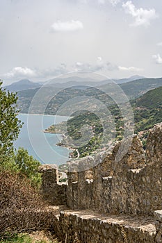 Aerial view of the majestic city of Cefalu in Sicily, southern Italy