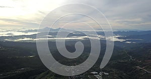 Aerial view of majestic Mount Kinabalu, Kundasang Sabah.